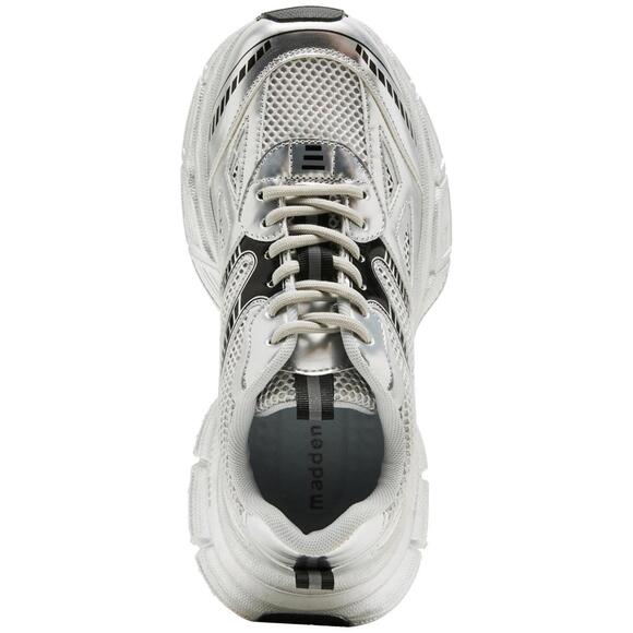 Madden Girl Women's Playy Chunky Lace-Up Sneakers, Silver, 8M/38.5EU - Picture 2 of 5